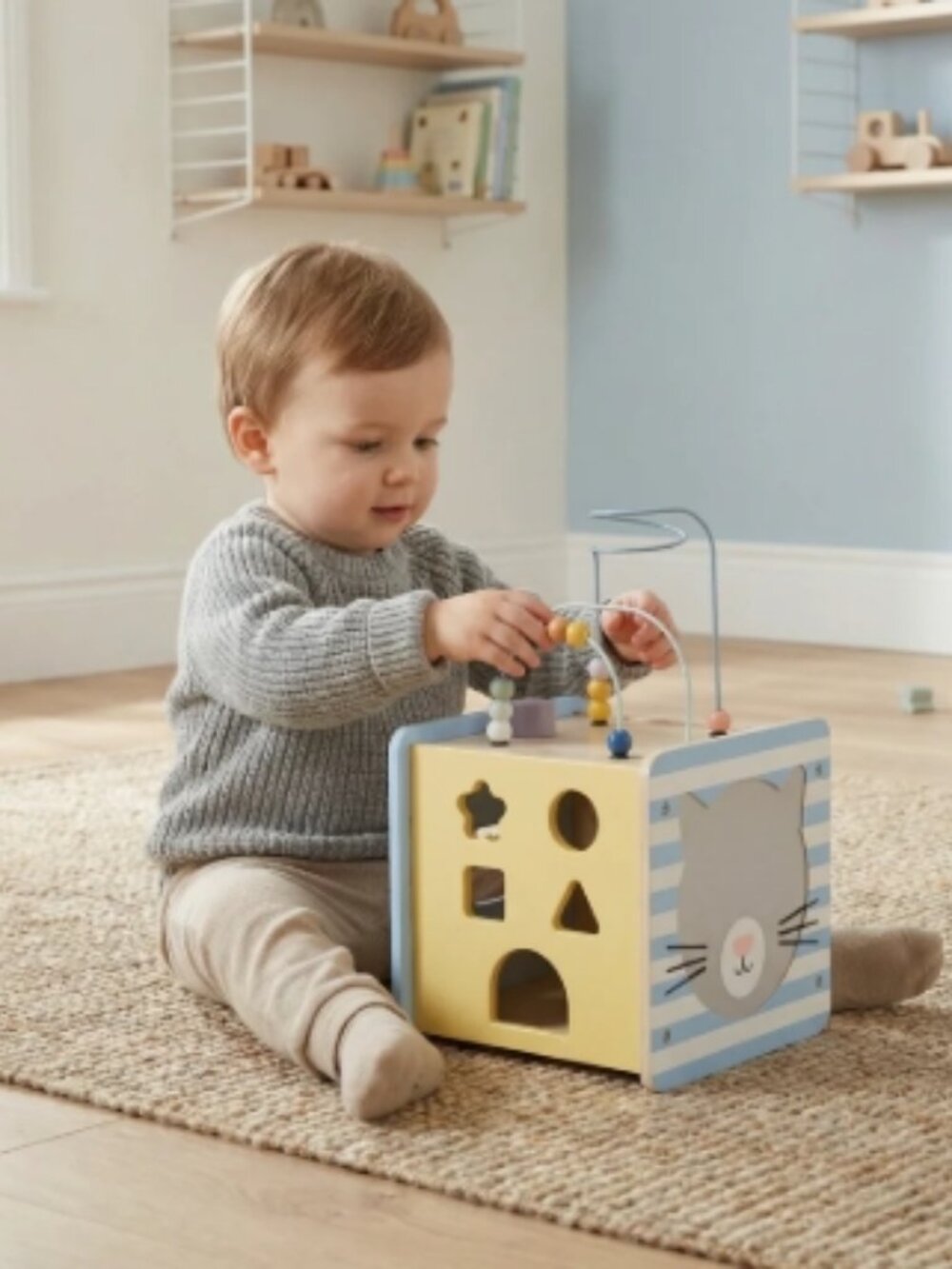 NWT MOOVER Danish Design Toys Wooden Mini Activity Cube - Picture 4 of 6